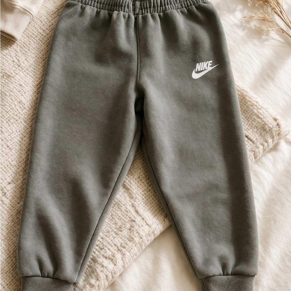 Nike Kids Olive Fleece Joggers with White Logo